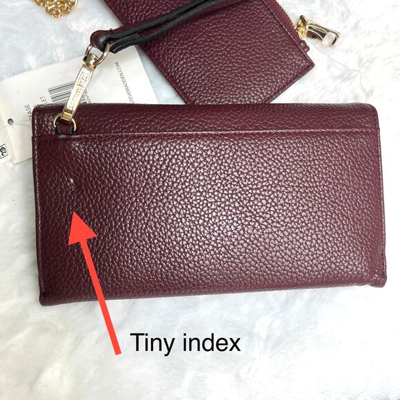 Steve Madden Burgundy Leather Wallet Wristlet - Picture 7 of 14